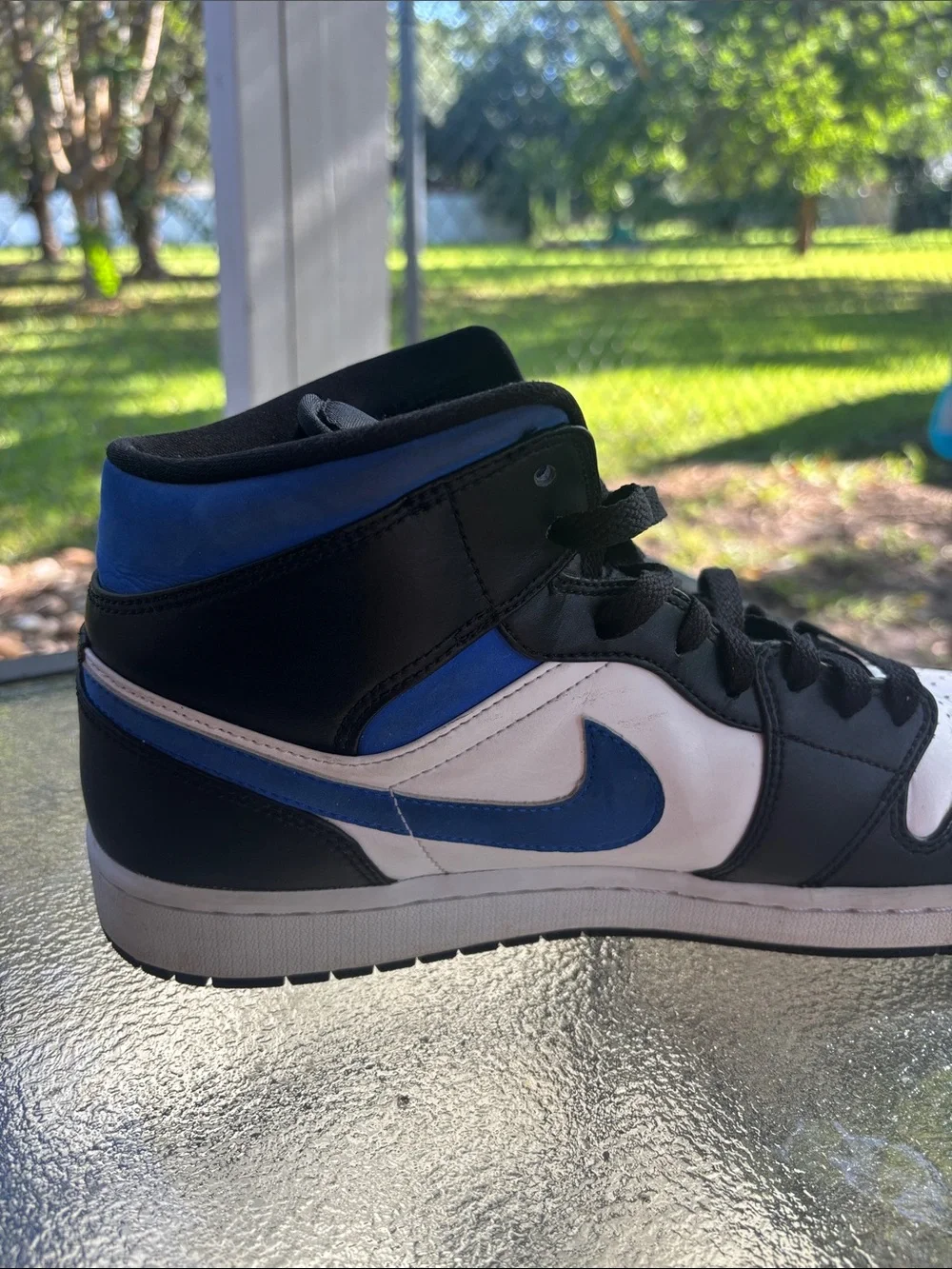 Air Jordan 1 Mid Racer Blue Black White Men’s Size 12 554724-140